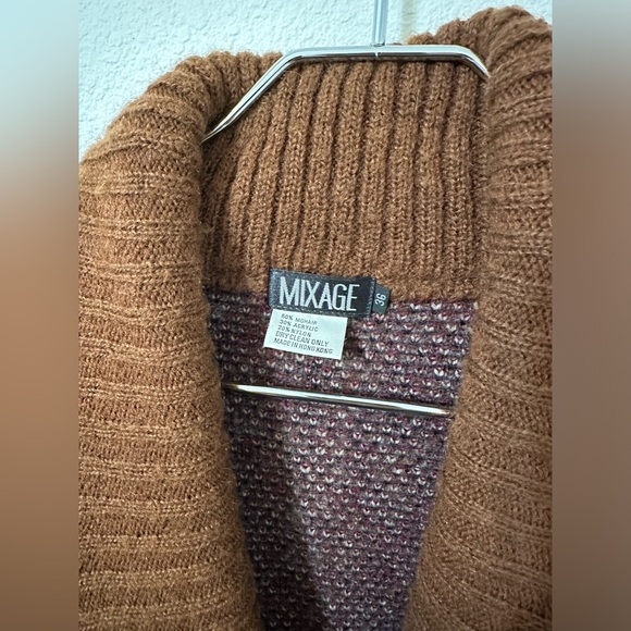 🧥 VINTAGE 🧥 MIXAGE Mohair Wool Button Sweater Brown Pattern Double-Breasted - Picture 4 of 13